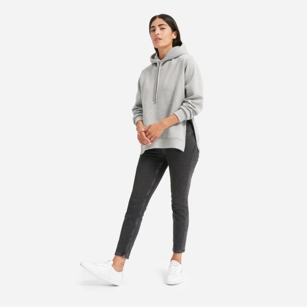 Everlane Heather Gray Hoodie Sweater Side Slit Size XS